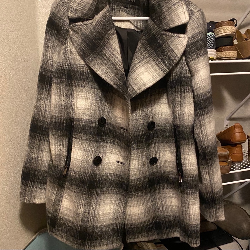 White and Black Pea Coat